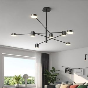 Lustres Mode moderne noir or blanc longue Led plafond suspendu lustre lampe pour Hall cuisine salon Loft Bed325M