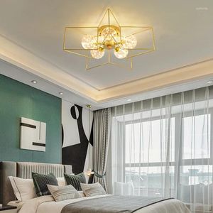 Lustres Moderne étoile à cinq branches LED lustre maison salle à manger chambre lampe repas cintre éclairage intérieur décoration doré noir