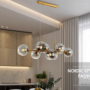 Chandeliers Modern Glass Ball Black Gold Lampshade For Living Room Bedroom Table Dining Home Decor Indoor Lighting Lamps Fixture