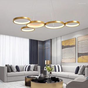 Lustres plafond anneau moderne pour table à manger salle de cuisine pendante éclairage suspension conception de luminaires LED luminaires