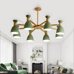 Candelabros de Color nórdico seleccionables, accesorios de iluminación simples para dormitorio, sala de estar, comedor, lámpara colgante LED E27 de 6W