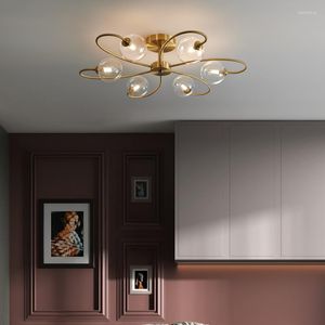 Lustres nordique LED lustre plafond en verre pour salon chambre cuisine hall maison doré Suspension lumière laiton