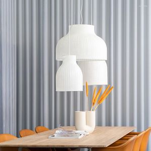 Lustres nordiques LED Chandelier Living Room Dining Bar Duplex Stairs Pendants Lights Creative Silk Tissu Table Table de suspension