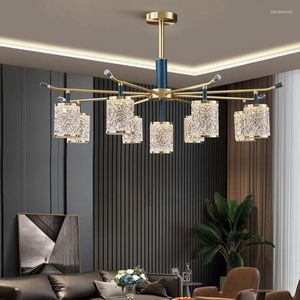 Candelabros Nordic Light Luxury Crystal Living Room Chandelier All Copper Post-modern Dining Simple Creative Individuality Chinese