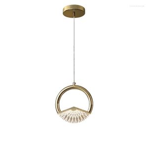 Candelabros Posmoderno Anillo de oro de lujo Acrílico Led Luces colgantes para cocina Comedor Lámpara colgante de noche Decoración de loft Accesorios de iluminación