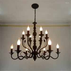 Lustres rétro lustre éclairage fer forgé noir pour salle à manger industrielle vintage plafond chambre