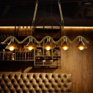 Lustres rustique corde lustre lampe d'intérieur métal éclairage industriel vintage pour salon maison designer noir