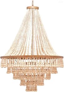 Lustres Lustre en bois rustique perle français salon villa phare industriel loft éclairage