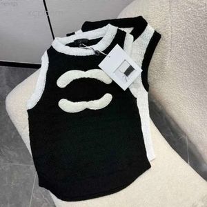 Channel cc – pull sans manches avec perles et lettres 2 C brodées pour femmes, débardeur de loisirs, canal de Yoga, à la mode, nouvelle collection 2023