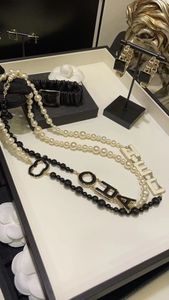 canal cclies collier de créateur chaîne pour femmes longues perles colliers de perles fête amoureux de mariage cadeau bijoux de mariée avec sac en flanelle
