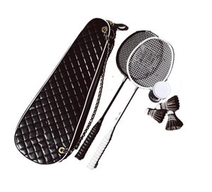 Professional Badminton Racket Set with Leather Bag - Full Carbon Fiber Lightweight Home Training Reserve Racquet (Black Swan)