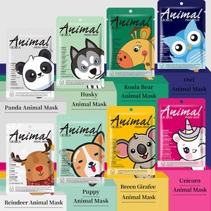 Animal Cartoon Masques de contrôle de l'huile hydratante Soins de la peau Masque facial Masques en feuille de collagène