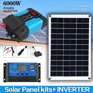 Chargers 12V to 110V220V Solar Panel System Battery Charge Controller 6000W Inverter Kit Complete Power Generation 231120