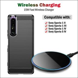 Chargers 15W Chargeur sans fil Qi Fast Qi pour Sony Xperia 1 III III IV V 5 IV 5V Indicateur de charge sans fil avec Cable Câble USB
