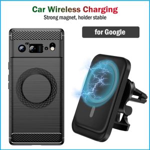 Chargers 15W Qi Tapis de charge sans fil de voiture magnétique rapide pour Google Pixel 8 7a 7 6 Charger de voiture sans fil + boîtier d'autocollant magnétique