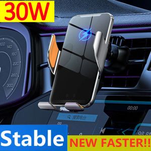 Chargers 30W Car Wireless Chargeur Magnétique Auto Car Mount Téléphone pour iPhone 14 13 12 Samsung infrarouge Induction Fast Charging
