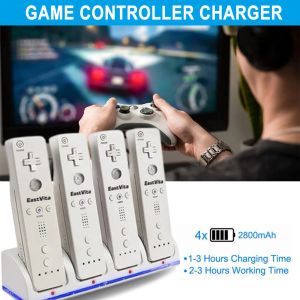 Chargers 4port Smart Charger Charging Dock Station avec batteries rechargeables Câble de données USB pour les accessoires de console de jeu Nintendo Wii