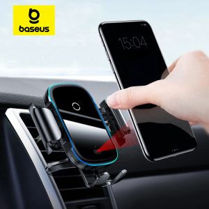 Chargers Baseus CAR TIELO TELÉFONO 15W Qi Cargador inalámbrico para iPhone 15 14 13 12 Xiaomi Monte de automóvil Infrarrojo Cargador de carga inalámbrica rápida