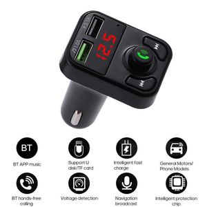 Chargeurs Bluetooth 5.0 Transmetteur FM pour voiture Adaptateur radio sans fil Bluetooth Musics Player Transmitter Car Kit avec appels mains libres A3 2022WE1
