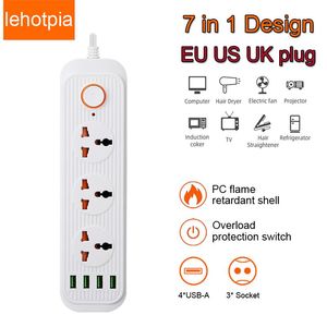 Cargadores EU US UK Outlet Strip Power Strip con Cable de extensión Puerto USB Home Smart Home Universal Continúa Electrical para portador de teléfonos de computadora Cargador