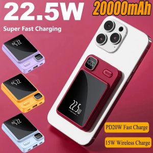 Chargers Power Bank 20000mah Qi Charger sans fil magnétique pour iPhone Samsung Xiaomi Chargeur à induction portable amovible Chargement rapide
