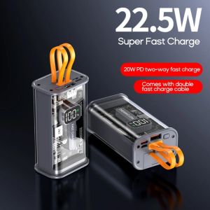 Chargers Professional PD22.5W 21700 Battre de batterie en polymère Boîte de banque d'alimentation bricolage DualDirection Case de charge rapide avec 2 câbles