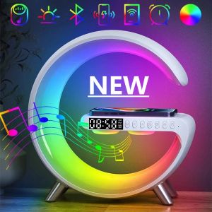 Chargers Chargers Wireless Charger Stand Alarm Wory Enceinte Application Application RVB Night Light 15W Station de charge rapide pour iPhone 11 12 13 14 Samsung