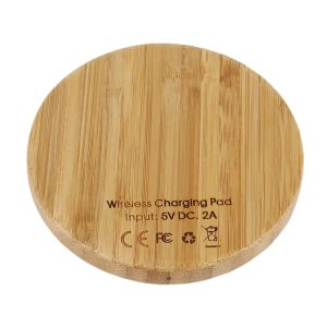 Chargers WT500 Transmetteur sans fil Transmetteur Bamboo Made Pad Round Lanceur avec voyant LED Lumière montre l'état de charge