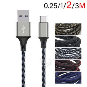 Câble de chargement USB câbles de données de téléphone 2M 6FT 3M 10FT tresse en nylon bicolore pour Micro USB Android Type C