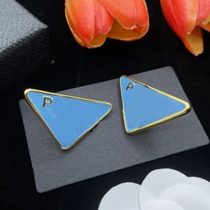 Pendientes triangulares azules con dijes, pendientes de diseñador de moda de marca, joyería de regalo para novia y boda para el día de San Valentín