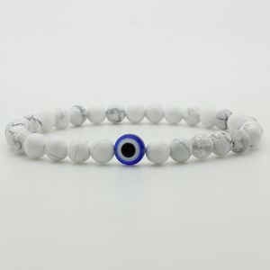 Bracelet à breloques pour femmes, couleur noir et blanc, perles en pierre de lave réglables de 6mm, bijoux