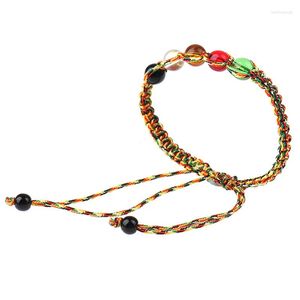 Bracelets de charme 1 PC Dragon Boat Festival Transit Bracelet de corde colorée May Day noeud plat pour assurer la paix cinq éléments perles cristal