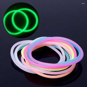 Pulseras de encanto 10 PCS / Set Caucho de silicona Luminoso Colorido Noche Resplandor Pulsera Gummy Party Lazos para el cabello DIY para Fitness Sport