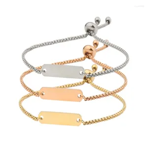 Pulseras de encanto 10 unids 5 22 mm Moda simple Pulsera de acero inoxidable ajustable para mujeres Logotipo grabado con láser