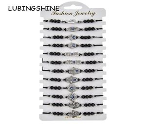 Charme Bracelets 12pcslot femmes Fatima main charmes bracelet ensemble cristal perle strass tressé réglable corde chaîne bracelet Je3356780