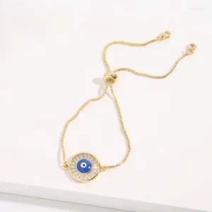 Bracelets de charme 18 carats plaqué or grec oeil bijoux fournitures chaînes réglables bleu rond mal Hamsa Fatima bracelet pour femmes hommes