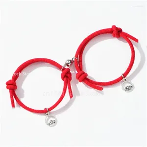Bracelets de charme 2 PCS / Set Magnetic Couple Bracelet Romantic Mountain Wave Charms Magnet Rope For Lovers Friends Sisters