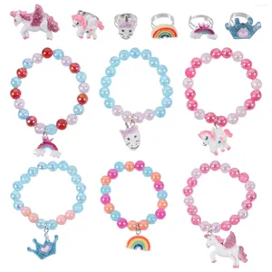 Braceletas Charm 2 juegos de la pulsera para niños Joyas de muñeca Joya de cuentas Hecho Cadenas dulces Hermosas mano de plástico