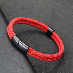 Bracelets porte-bonheur 2023 Bracelet fil rouge chanceux pour hommes 4mm chaîne de cordon en nylon détachable en acier inoxydable Braslet accessoires Hombre Pulseira
