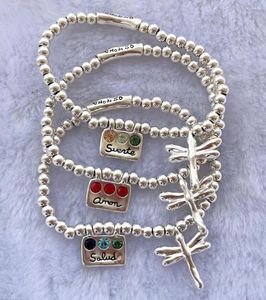 Bracelets porte-bonheur 2023 Unode50 Mode exquise Galvanoplastie 925 Gemmes colorées en argent et Libellule Été Romantique Cadeau de vacances