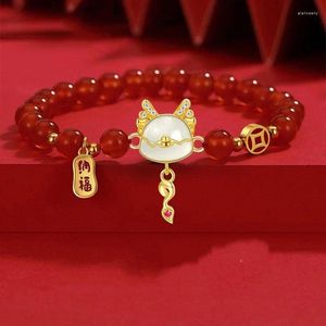 Bracelets de charme 2024 Année chinoise du dragon Bracelet pour hommes Femmes Chanceux Rouge Perlé Bénédiction Amitié Constellations Bijoux Cadeaux