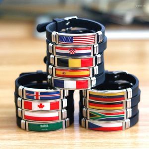 Bracelets de charme 2024 Souvenir Cadeau Espagne USA Drapeau Bracelet Pour Hommes Femmes Israël Allemagne Drapeaux Réglable Silicone Bracelet Bracelet