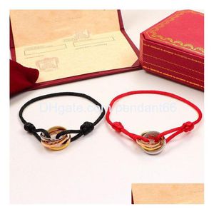 Bracelets De Charme 23Ss Mode En Acier Inoxydable Trinité Anneau Chaîne Bracelet Trois Anneaux Dragonne Couple Pour Femmes Et Hommes Jelry Famo Dhpjw