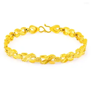 Bracelets de charme 24K véritable bracelet en or voiture fleur plaquée pour les cadeaux de bijoux de mariage pour femmes