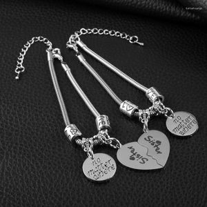 Bracelets porte-bonheur 2 pièces Bracelets coeur brisé Bracelet pendentif en acier inoxydable peu importe où amitié soeurs bijoux BFF