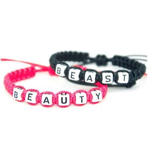 Bracelets De Charme 2Pcs / Paire Couple Rose Rouge Beauté Et Bête Noire Corde Chaînes Amoureux Cadeau À La Main Petit Ami Petite Amie Drop Delivery J Dh0Ky