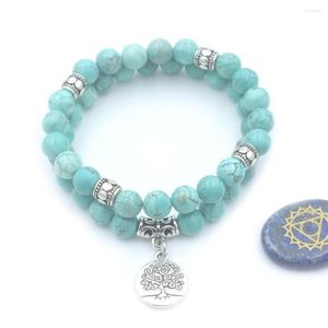 Bracelets porte-bonheur 2 pièces/ensemble arbre de vie Bracelet pierre guérison Protection élastique perlé empilage bijoux spirituels
