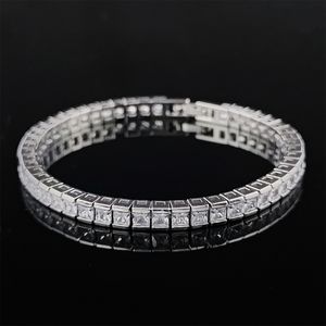 Bracelets de charme en pierre de 3 mm 18 cm de long couleur argent à la main Princesse Cut Zircon Barcelet Bangle pour femmes Bijoux de mode de mariage S4798 230425