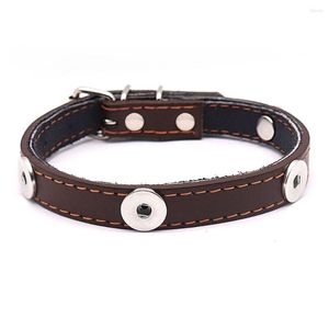 Charm Bracelets 45cm Brown PU Leather Dog Collares Botón a presión Suministros para mascotas (ajuste 18mm 20mm Snaps) NF098