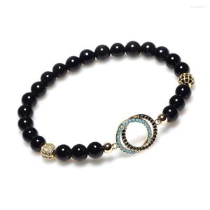 Pulseras con dijes 6 mm Ágata negra Oración Mala Cuentas Pulsera Joyería Regalo Encantos Diseño de joyería de lujo Con cuentas